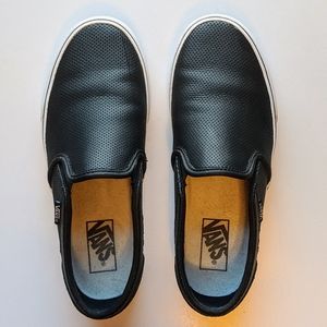 Vans perforated leather slip ons in black